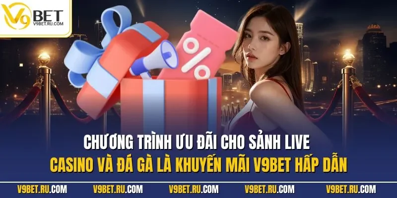 Chương trình ưu đãi cho sảnh live casino và đá gà là khuyến mãi V9BET hấp dẫn